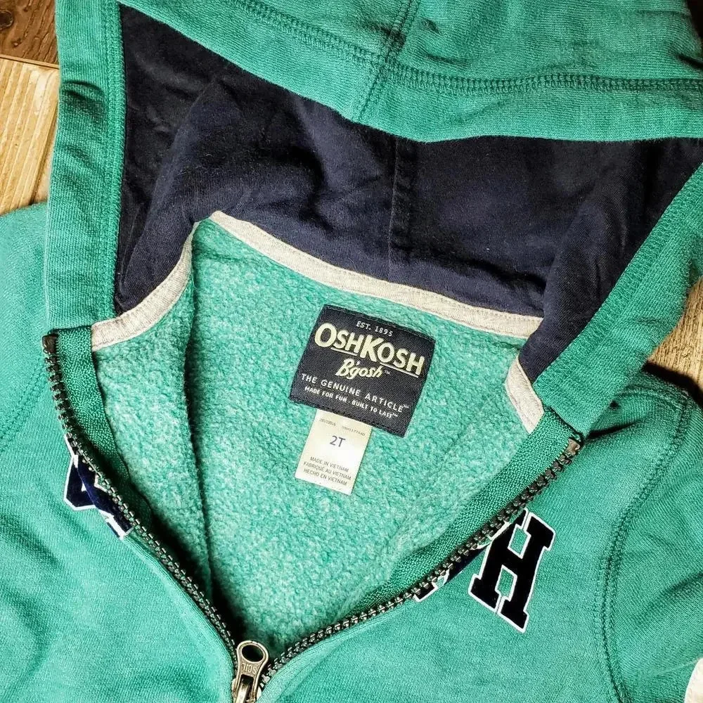 OshKosh B'gosh Green Full Zip Hoodie, Size 2T